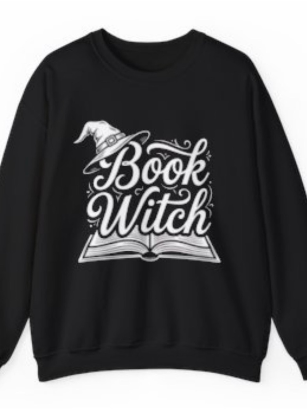 Gildan Black 'Book Witch' Graphic Crewneck Sweatshirt